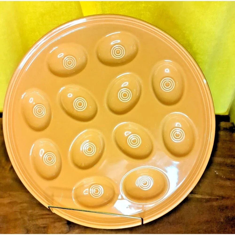 Retired Fiesta Tangerine Deviled Egg Platter/Tray 13 